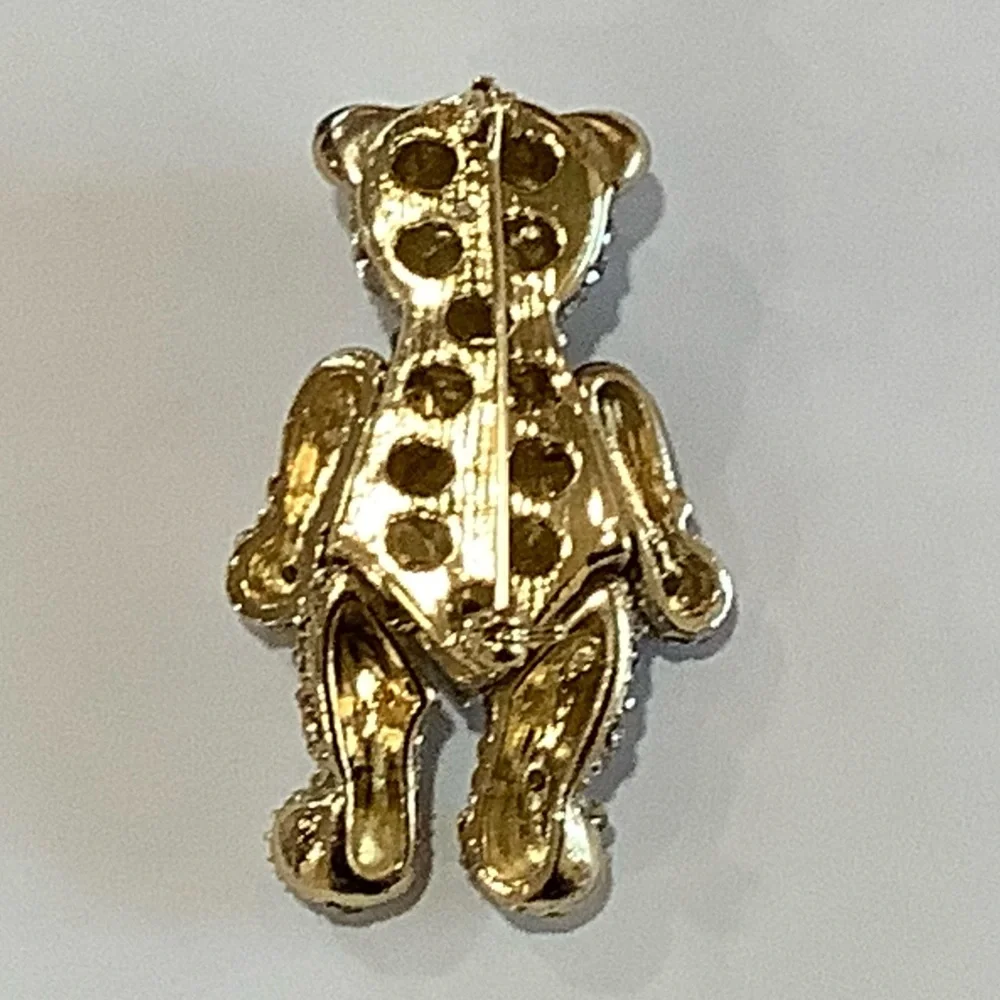 Gold-Tone Crystal Pumpkin Bear Brooch Pin - Picture 3 of 11